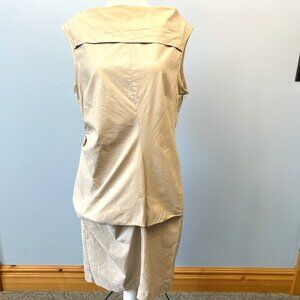 Unique Lauren Vidal Sofia Sleeveless Dress Jackie O Collar Size L Made in Italy